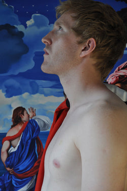 Ross Watson photograph of Jason Ball shirtless in front of painting by Titian