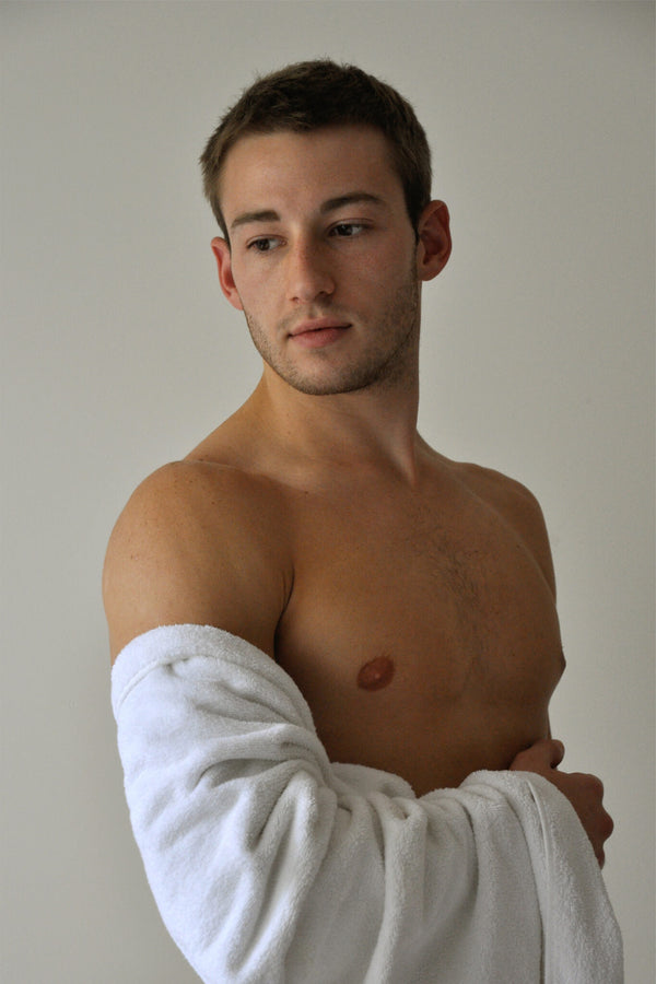 Ross Watson photographic portrait of Matthew Mitcham with towel on arm